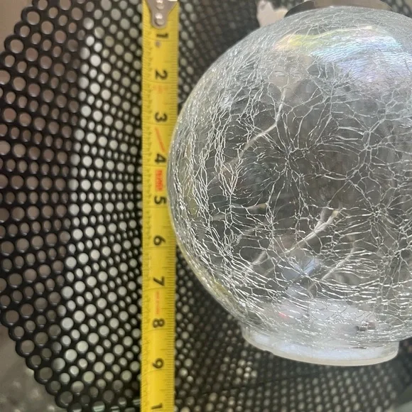 Crackle Glass LED Ornament – Elegant Hanging Lighted Globe about 6 1/2 inches - Picture 3 of 5
